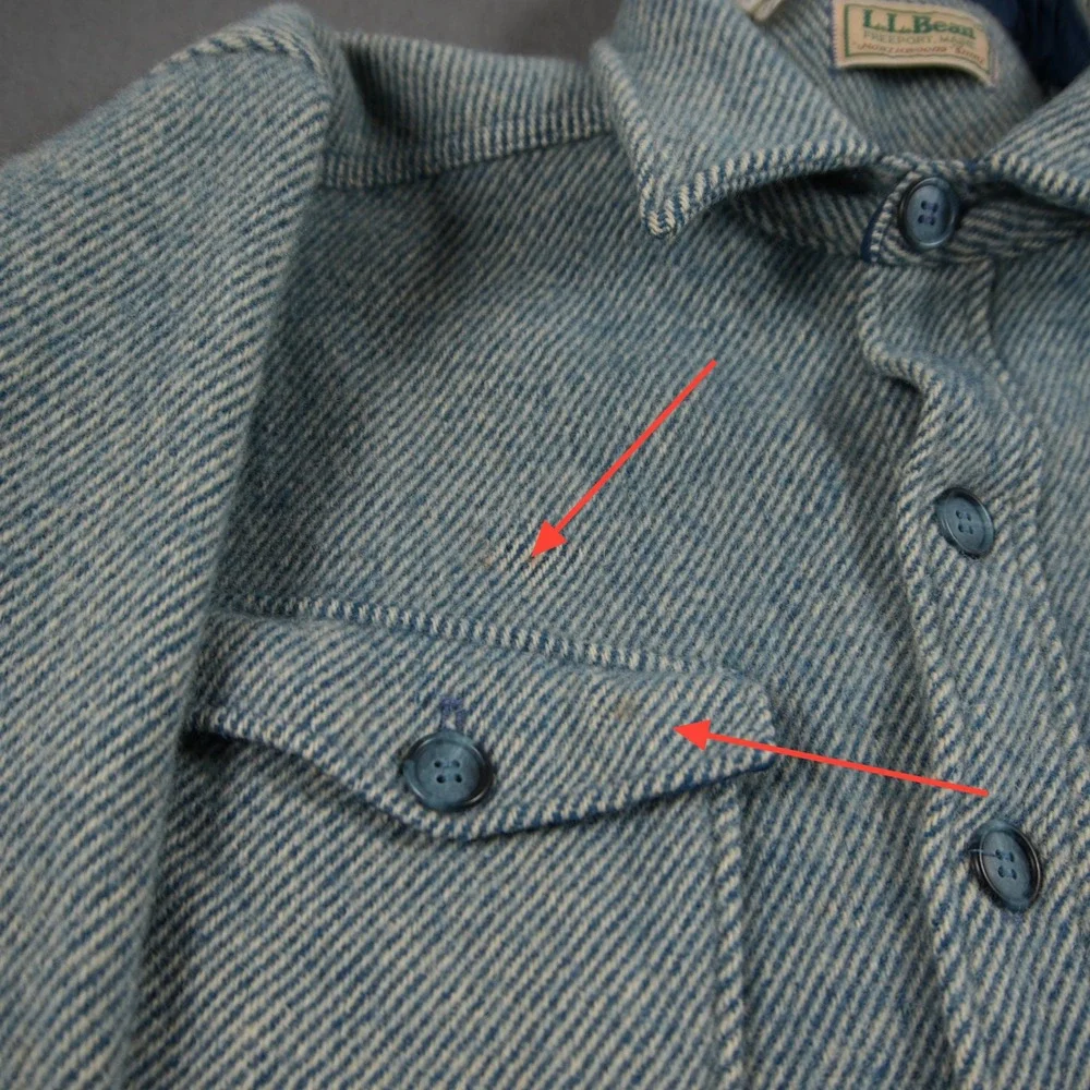 VTG L.L. Bean Northwoods USA 100% Wool Twill Men Shirt L Western Coastal Outdoor